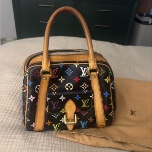 Louis Vuitton Takashi Murakami Black Multicolor Monogram Priscilla Handbag